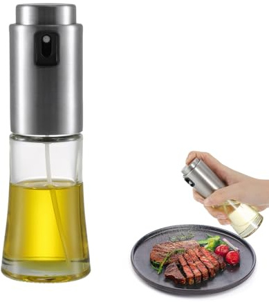 Marjoramy 70ml Spruzzino olio per Friggitrice Aria, Spray Olio Cucina Antigoccia, Acciaio Inox e Vetro Spruzzino Olio, Bottiglia di olio d'oliva in Vetro per Cucina, Grigliare, Forno