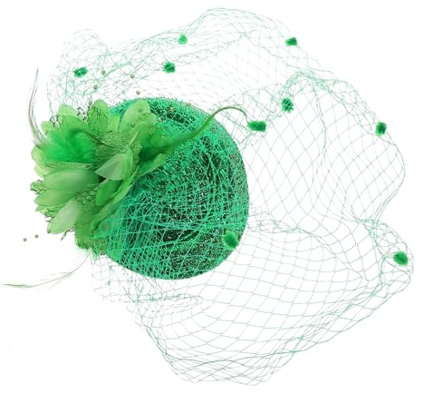 FONDOTIN Grüner St Patrick's Day Fascinator Haarschmuck mit Glitzer Vintage Mini Schleierhut Haarclip Leichtes Modisches Accessoire für Damen und Festliche Kopfbedeckung