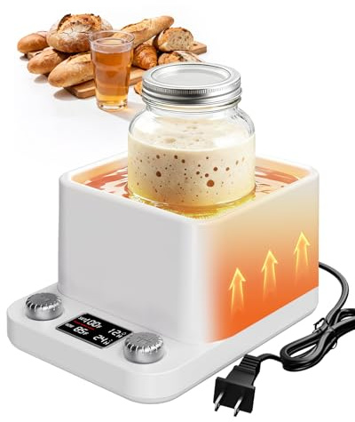 Calentador de masa madre MQUPIN, calentador para madre por baño de agua con calentamiento uniforme, termostato preciso(70-104°F)198h temporizador, calentador para fermentación (blanco)