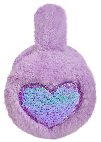 FakeFace Winter Warmer Plüsch Ohrenschützer für Kinder Einstellbar Pailletten-Herz Ohrenwärmer Kälteschutz Ohrschützer Ermuffs Kopfbedeckungen für Mädchen Winterzubehör Outdoor