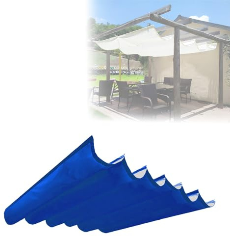 Pare-soleil pour pergola rétractable avec accessoires d'installation – Pare-soleil pour extérieur, terrasse, porche, cour, jardin (bleu, 2 x 8 m) pour protection UV et confort frais