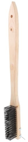 Yardenfun Brosse pour Four à Pizza avec Grattoir Manche Long Amovible Bois Brosse Acier Inoxydable pour Nettoyage des Pierres à Pizza et Grills Outil Polyvalent pour Barbecue et Four