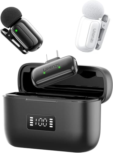 ULANZI A200 minimikrofon mobiltelefon trådlös för Apple 17/16/15 Android, intelligent brusreducering, 30 h batteri, 100 m räckvidd, lavalier mikrofon trådlös för streaming, vlog, YouTube, TikTok
