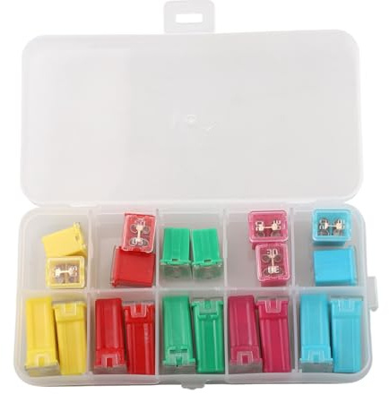 Opatiny 20 Stück Mini Vierkant Auto Sicherungen Sortiment 20A 30A 40A 50A 60A, DC 12-32V Auto Sicherungen Set mit Aufbewahrungsbox