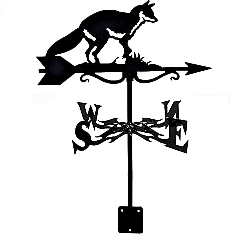 Girouette familiale,de Toit pour Maison Ferme,indicateur Direction du Vent,Support métallique extérieur,décoration Jardin,terrasse,coupole (Renard)