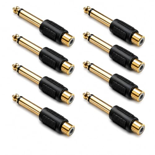 PaYuanRaoTi 8PCS Adaptateur Jack 6,35mm vers RCA, Klinke Auf Cinch pour Connexion Universelle Son, Jack R-ca Adaptateur Compatible R-ca Jack 6.35 pour Appareils Audio Domestiques Et Professionnels