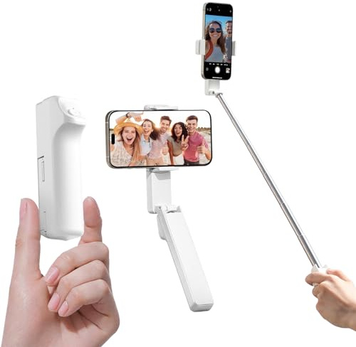 Extendable Mini Selfie Stick for Iphones 17 16, Portable Phone Holder Bluetooth Extends up to 66cm Pocket Size Portable 110g handheld Selfie Stick for Travel Filming Vlog LiveStream Content Creation