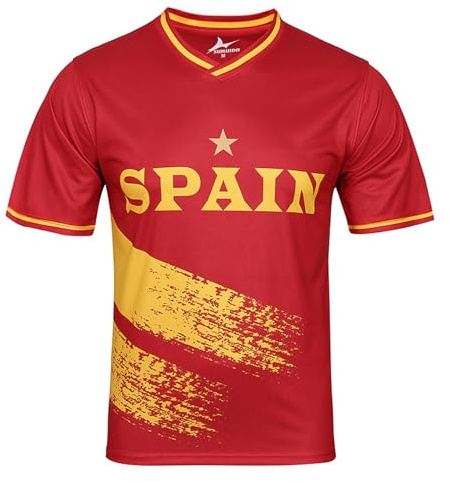 Blissbuilt Camiseta fútbol Manga Corta para Hombre España Camiseta para Aficionados al fútbol Ligera Confortable Transpirable Ropa de Futbol Ideal para Entrenamiento y Partidos S-XXL