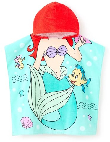 Disney Store Official, La Sirenita, Ariel, Toalla de Playa con Capucha Infantil, 120 נ60 cm, diseño de algodón