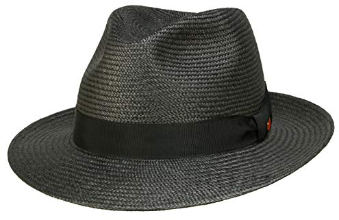 Mayser Torino schmaler Fedora Panamahut - Schwarz/Schwarz (8001/8001) - 61,5 cm (61)