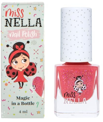Miss Nella SUGAR HUGS abziehbarer Nagellack speziell für Kinder, rosa Glitzer, Peel-Off-Formel, ungiftig, wasserbasiert und geruchsneutral