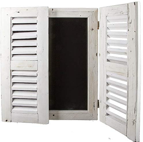 decopartners.eu Holzfenster mit Kreidetafel, weiß, 112 x 70 cm