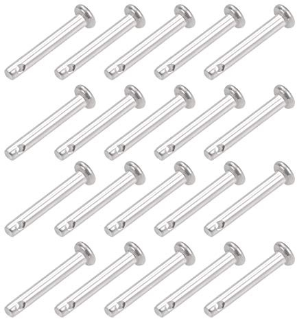 sourcing map 20 Stück Steckbolzen Einloch Gabelbolzen 3mm X 20mm Splintstift Flachkopf 304 Edelstahl Scharnierstift