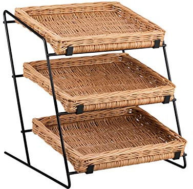 e-wicker24 Présentoir-etagèr, 3 étages, boîte à pain, présentoir de marché,stockage en metal,Étagère pour organisateur (44x47 H42/48)