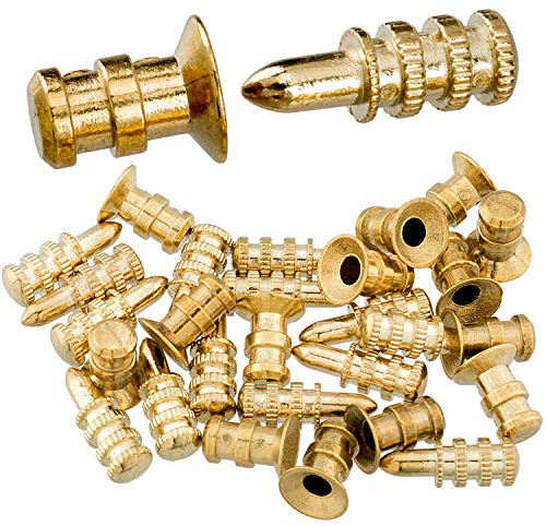 PAGOW 15 Packs Table Bolt Sleeve Connectors, Zinc Alloy Table Leaf Dowel Pins Sets with Sockets Table Top Leaf Alignment Pins