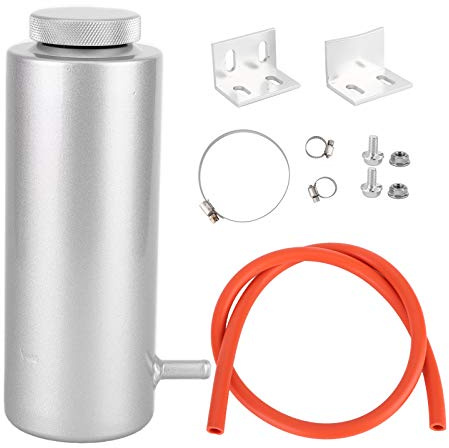 Universal coche radiador refrigerante tanque 800 ml Refrigerante tanque de expansión desbordamiento aceite captura tanque de refrigeración botella depósito aluminio palanquilla negro(negro)