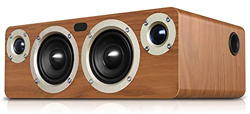 RSGK Bluetooth Wooden Speaker, 80W Wireless Portable Speaker, Mobile Phone Computer TV Coaxial Live K Song Sound, Microphone Input, Suitable for Home, Party, Entertainment