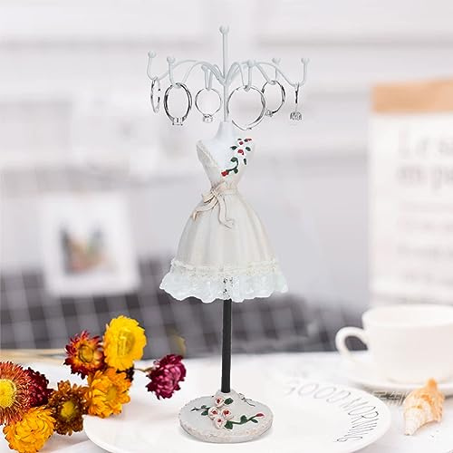 Tissting Manichino Porta Collane Girevole, Elegante Organizzatore Gioielli in Resina con Design 360° per Casa o Negozio, Supporto per Braccialetti, Anelli e Orecchini, Stabile e Decorativo