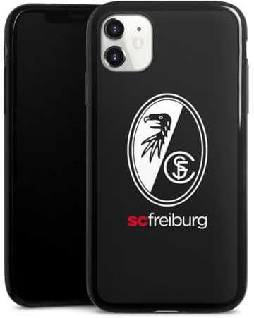Slim Case extra dünn kompatibel mit Apple iPhone 11 Silikon Handyhülle schwarz Hülle SC Freiburg Wappen Offizielles Lizenzprodukt