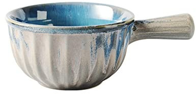 通用 JLWM Soup Bowl with Handle Ceramic American Retro Spaghetti Instant Noodles Baked Rice Fruit Salad Snack (650ML)