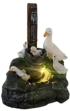 Fontana/Fontana da Interno Fontane da Tavolo Giardino da Giardino Statua Fontana d'Acqua Giardino Scoiattolo Duck Resin Decor Garden Garden Artigianato Decor Figurine Fontana Decorativa