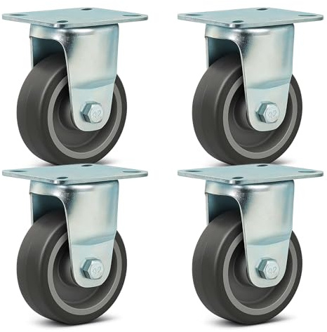 Wiltec Bockrollen Set 4x Transportrolle Ø75mm mit Kunststoffrad und Anbauplatte bis 75kg leiser Lauf Dämpfung Apparaterolle Möbelrolle