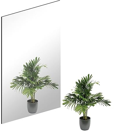 QEEYON 16 x 12'' Glass Wall Mirror Tile Self Adhesive Frameless High Clear Mirror Sheet Wall Decor for Bedroom, Living Room, Bathroom, Home Gym, Hallway, Door etc (1pcs)