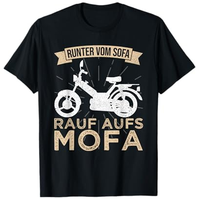 Mofa Geschenkidee für Männer und Jungs Herren & Mofa Führerschein | Rauf Aufs Mofa T-Shirt Schwarz Klein Klassische Passform Motorrad Vintage T-Shirt