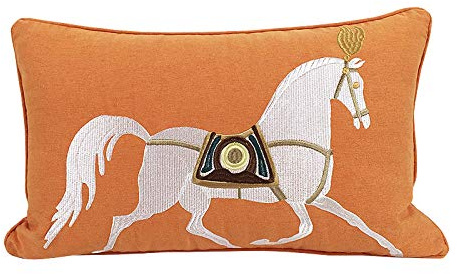 Croker Horse 12x20'' inches Orange Embroidered Horse Throw Pillow Cushion Covers - Modern Fashion Style Couch Sofa Pillow for Living Room Sofa Bedroom