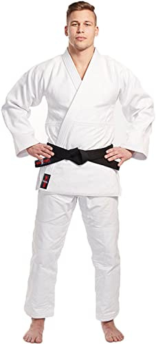 VADER Sport student Judo Gi för barn/vuxna judokostymer 100 % bomull Judo Kamino BJJ uniform medelvikt 365 gsm vit träning judi med gratis vitt bälte, Vitt, 4/ 170CM
