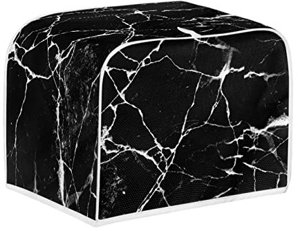 Kuiaobaty 2 Slice Toaster Cover Black Marble Texture,Bread Maker Cover Dustproof Caps for Two Slice Toaster Kitchen Appliance,S