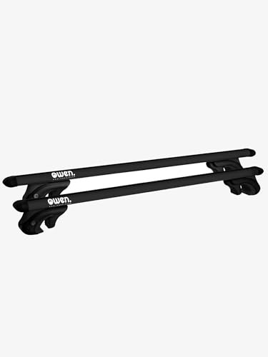 Owen 5.0 Dachträger Universal 120 cm Schwarz | Aluminium Relingträger für offene Reling | TÜV geprüft | Abschließbar | Tragfähigkeit bis 90 kg | Aerodynamisch & einfach montierbar
