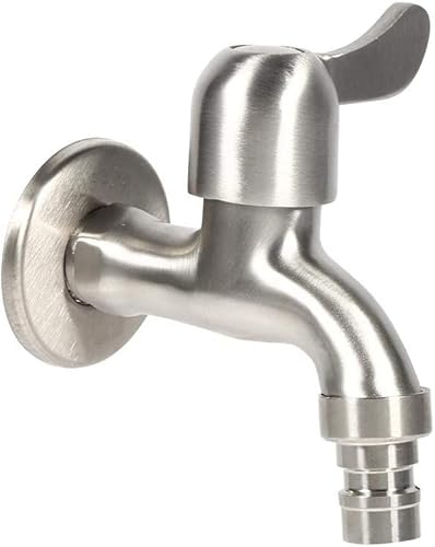 LATRAT 304 Edelstahl Garten Wasserhahn, außen an der Wand montiert Wasserhahn Adapter für Garten Balkon Mopp Waschbecken