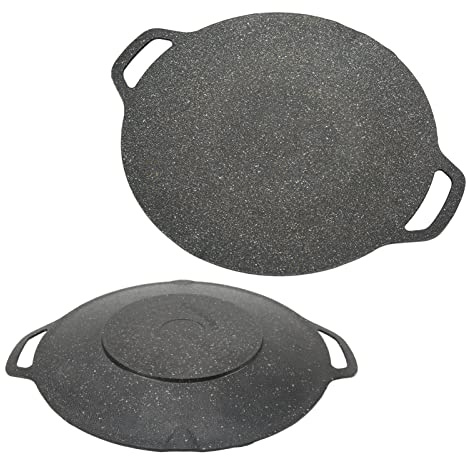 Korean BBQ Grill Pan Korean BBQ Griddle Korean Grill Pan,Korean Grill Pan Korean BBQ Griddle for Non Stick 6 Layer Coating Round BBQ Griddle (30cm)