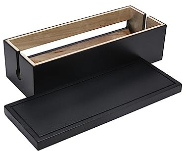 Zerodeko Wooden Cable Management Box Power Line Organizer for Home Desk Cable Storage Black Large Charging Wire Case