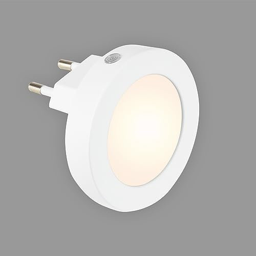 BRILONER Presa di Luce Notturna a LED, Lampada a Presa con Sensore di Luce per La Camera Dei Bambini e il Corridoio, Lampada Notturna, Luce Bianca Calda