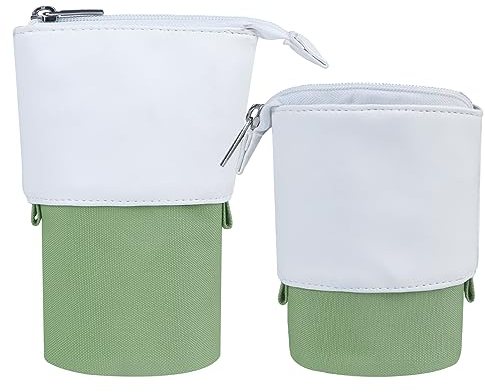 Fmeida Federmäppchen Federmappe Mädchen Mäppchen Teenager Federtasche Junge Schulmäppchen Federschachtel Schlampermäppchen 2 in 1 Vom Stifteetui zum Stifte-Köcher Mäppchen Schule Grün