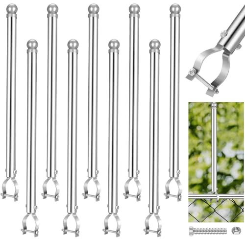 Hicarer Kettenglied-Zaunpfostenverlängerung, 50,8 cm Verlängerungshöhe, verzinkt, Kettenglied-Zaunverlängerung für Privatsphäre und Hunde, 9 Stück (Silber)