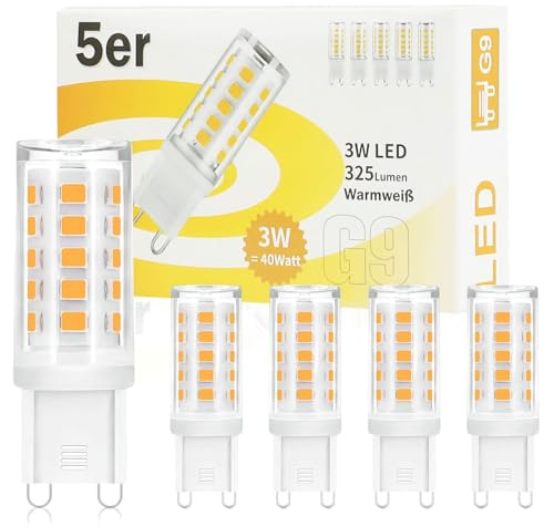 Kowanie G9 LED Lampe - Warmweiß Leuchtmittel 3W LED Birne Glühbirne Ersatz für 28W 30W 40W Halogenlampe Glühlampe Kein Flackern Enegiesparende Nicht Dimmbar 5er Pack