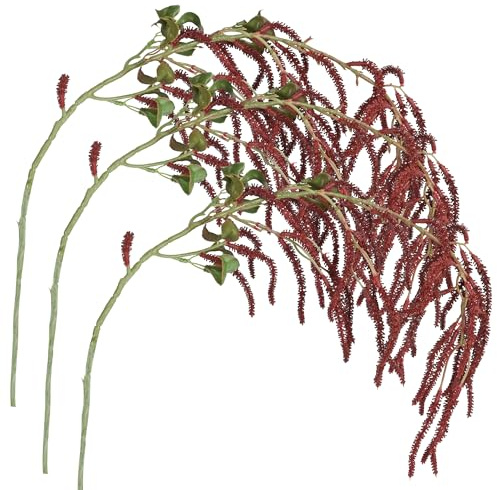 Shirfloral 3 st Amaranthus konstgjord blomma falsk vinröd blåregn grenar falska hängande blommor bröllop blomsterarrangemang fotorekvisita för festdekoration