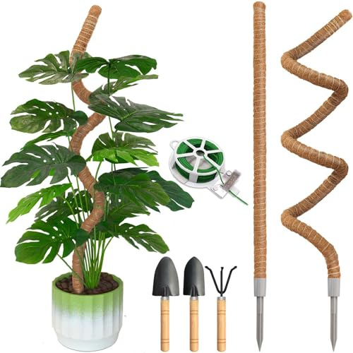 Ledanba 2 Pack Moss Pole, 47 Inch Moss Poles for Climbing Plants Monstera, Bendable Coir Plant Stakes for Potted Plants, Philodendron, Pothos (47.2 x 2pcs)