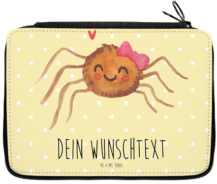 Mr. & Mrs. Panda Personalisierte Federmappe Spinne Agathe Freude - Geschenke, PersonalisierteS Stifte Etui, Viraler Hit, Federmäppchen, mit Namen, Stifterolle, Viral, Trend, Beliebte