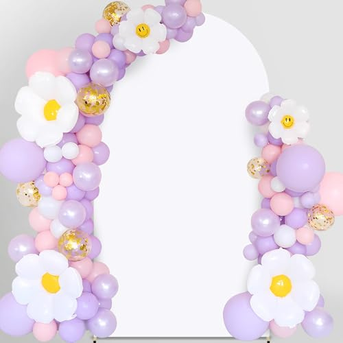 Alishomtll Hochzeit Bogen Hintergrund Abdeckung 6.6FT Spandex Doppelseitiger Elastischer Bezug für runde Oberseite Bogen Hintergrundständer Geburtstagsparty Zeremonie Bankett (Weiß, 100x200cm)