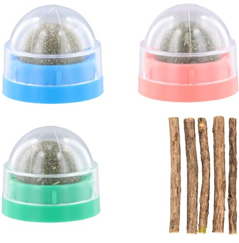 Shengxi Katzenminze Sticks, 5 Stück Matatabi Katzen Kauhölzer und 3 Stück Katzenminze Ball Natürlich Sicher Katzensticks Kausticks Set Katzenminze Bälle Wand Catnip Balls Toys für Katze