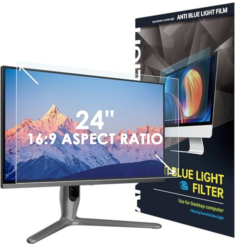 LAMA 24 Inch Blue Light Blocking Screen Protector, WxH: 531mm x 298mm, 16:9, Universal Computer Monitor Screen Filter, Anti Blue Light, Anti Glare, Anti-UV, Eye Protection, Reduce Eye Strain