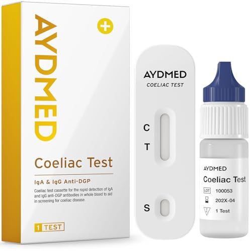 AYDMED Gluten Intolerance Test | Celiac Home Test Kit for Self-Test Screening of Coeliac Disease | Gluten Allergy Test | Results in 10 Minutes | 98% Accuracy Level | CE Certified | One Test