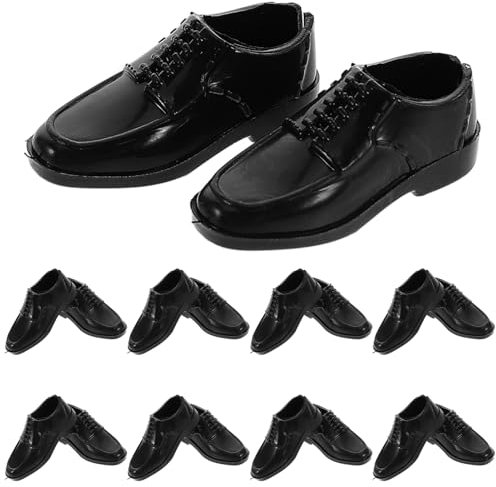 Toyvian 10St Schuhe Puppen Schuhe Schwarze Puppen Sammelbare Puppenkleidung Puppenzubehör Einfach Zu Wechseln Miniatur Herrenschuhe Stilvolle Schwarz Prince für DIY Dekoration Und Sammeln