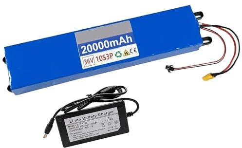 GNIUBBDB 36 V 20 Ah 10S3P E-Bike Lithium-Ionen-Akkupack mit Ladegerät Eingebauter BMS-Schutz Ideal für 200-800 W Elektrofahrradmotor SM Plug