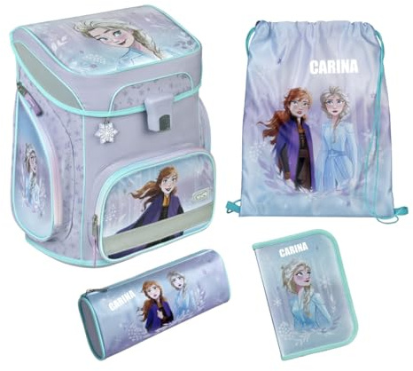 Undercover Schulranzen Set Disney Frozen 5-TLG Mädchen 1. Klasse - Mit personalisiertem Inhalt - Schultasche mit Turnbeutel Federmappe für Grundschule
