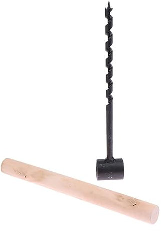 Ucuse Trapano a mano per legno multiuso manuale di sopravvivenza con bastone di legno Trivella a mano Foro per la lavorazione del legno S-aw Bit portatile di sopravvivenza strumento per campeggio
